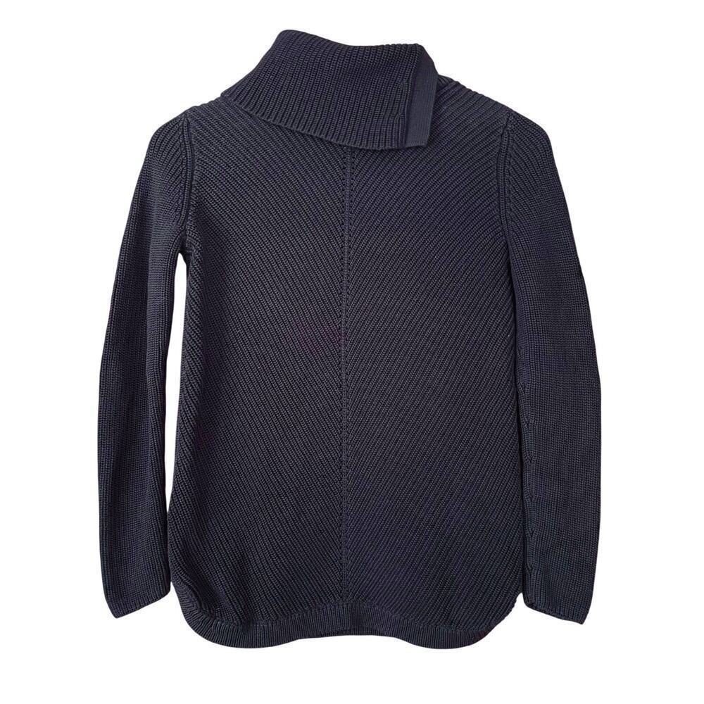 Talbots Sweater Turtleneck Chunky Rib Knit Navy Blue Size P Petite XS